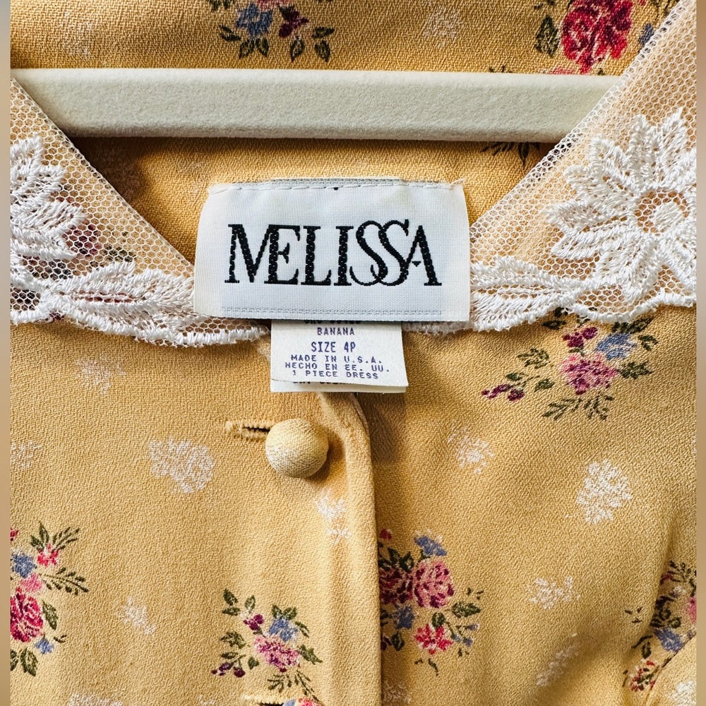 Melissa Yellow Floral Dress with Lace Collar - Picture 5 of 9